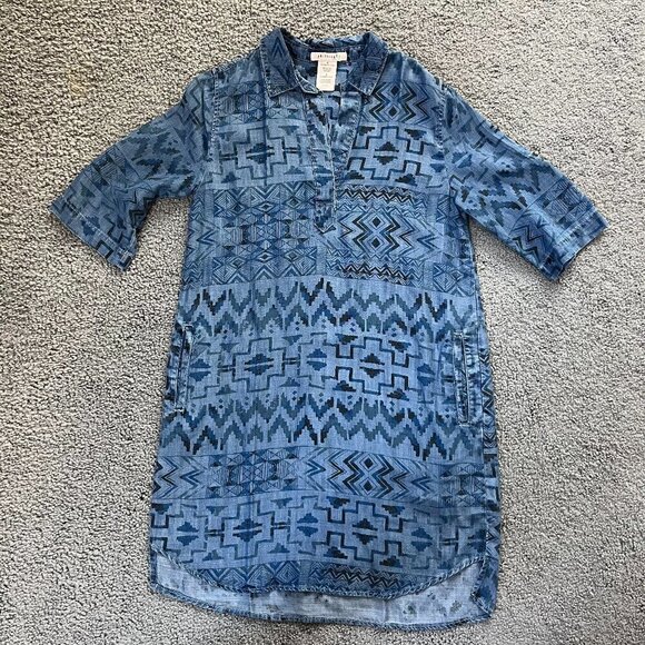 Philosophy Dresses & Skirts - Philosophy Southwestern Aztec Navajo Print Chambray Popover Shirt Dress - Size S